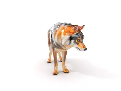 Wolf Animal Model Pack  Realistic Fur and Texture Low-poly 3D model