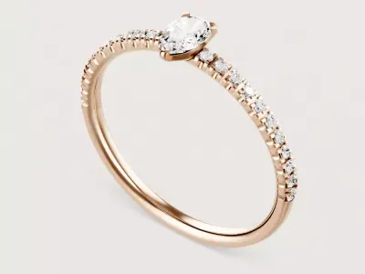 ETINCELLE - SOLITAIRE RING - WITH LARGE STONE 3D print model