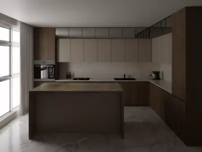 Modern Kitchen 3D model 2