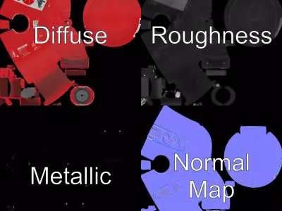 Red Safety Pressure Vessel model pack Low-poly 3D model