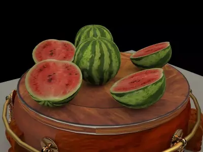 Chinese display stand with watermelon  3D model