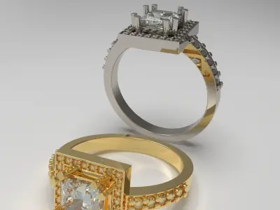 Statement ring with cube halo 3D print model