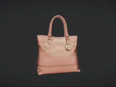 Luxury handbag with logo charm 3D model