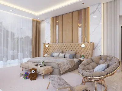 Luxury Gold Bedroom 3D model