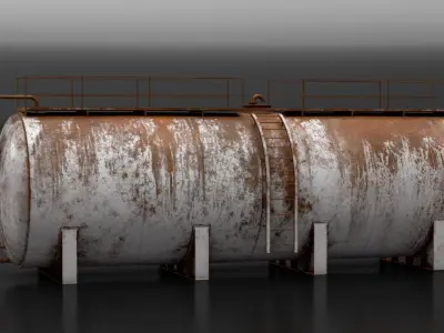 Water Tank Old 01 Low-poly 3D model