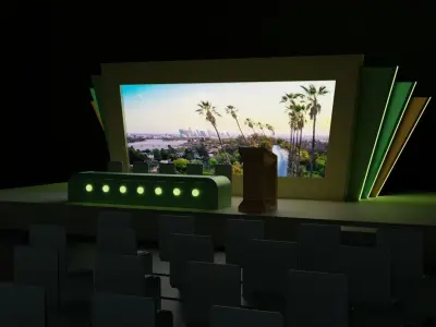 Conference Room or Event stage design with big display Low-poly 3D model