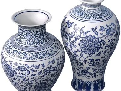 Decorative garden porcelain ceramic vase flowerpot pot urn  3D model