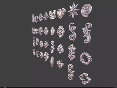 set of 32 Ornamental 3D Models Jewelry Design Decorative 3D print model