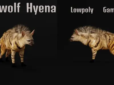 Aardwolf Hyena Animal  Low-poly 3D model