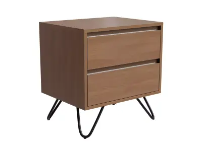 Red Walnut Effect Black Bedside Table Low-poly 3D model