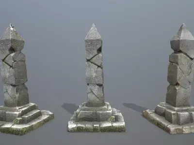 pillar Low-poly 3D model 2