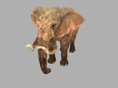 Elephant Low Polygon Art African Animal Low-poly 3D model