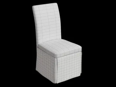 Skirted Parsons Natural Linen Chair Low-poly 3D model