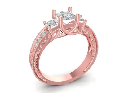 Elegant Three Stone Engagement Ring for Women   1996 3D print model