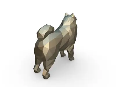 Samoyed low poly dog 3D print model