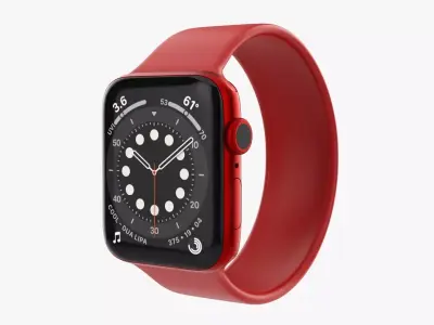Apple Watch Series 6 silicone solo loop red 3D model