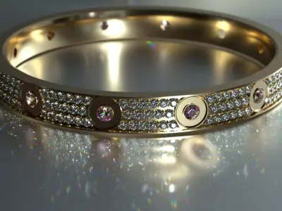 bracelet gold ring with sapphires Free 3D print model