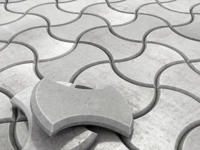 Paving stone color half Circle n2 3D model