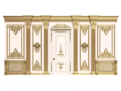 Boiserie Classic Wall with Mouldings 07 White Low-poly 3D model