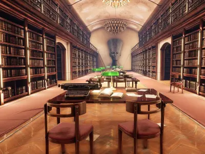 library Low-poly 3D model