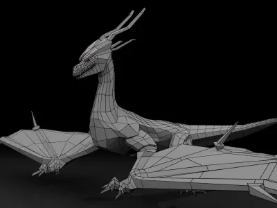 Lowpoly Animated Storm Dragon Low-poly 3D model