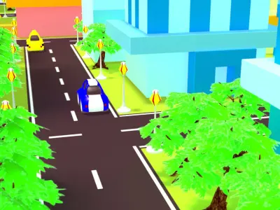 Cartoon City Low-poly 3D model