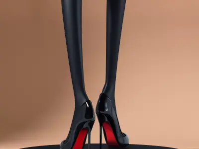 Louboutin Black Patent Leather Shoes 3D model