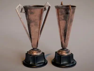 Art Deco Trophy Set Low-poly 3D model