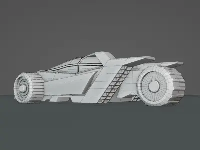 Futuristic Cyber Car 3D Model Low Poly Blend FBX OBJ 2K Textures Low-poly 3D model