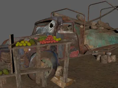 Old Abandoned Truck Low-poly 3D model