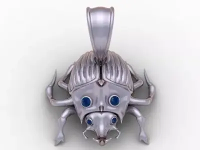 Golden Beetle Gemstone Pendant  3D Printable Model 3D print model