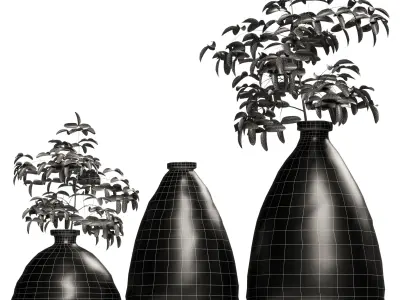 Zara Home Green Glass Vases  3D model