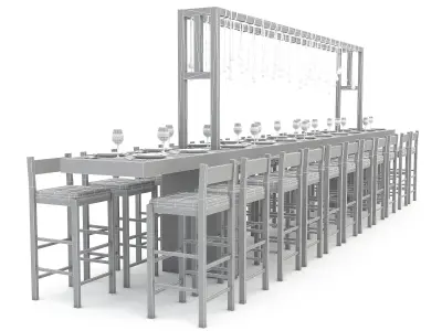 3D dining table 007 Low-poly 3D model