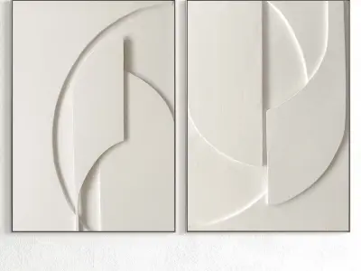 Plaster Two Photo Frame 256 Low-poly 3D model