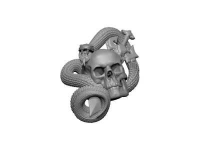 skull bones snake 3D print model