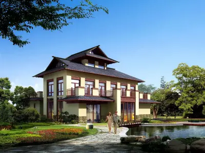 3D model of 2022 luxury fashion villa exterior 80 3D model