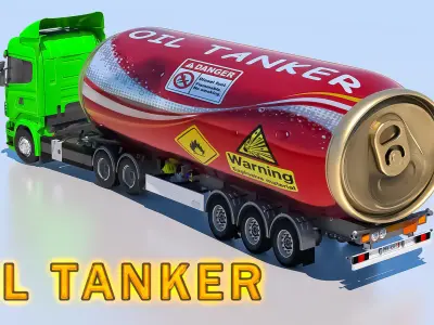 Premium Oil Tanker Truck Fuel Tanker 3D Model - High-Quality Low-poly 3D model