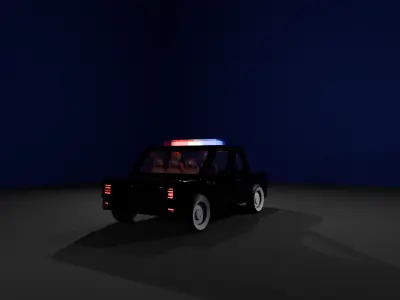 Game Ready Police Cruiser 3D Model Black and Retro Style Low-poly 3D model