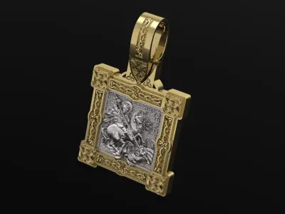 Saint George the Victorious pendant model 3D print model 3D print model
