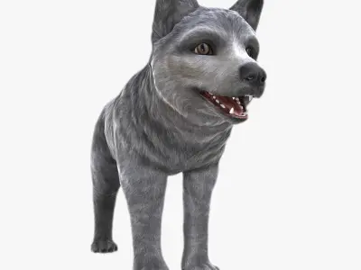 Wolf Puppy Low Poly Low-poly 3D model