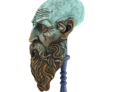 Wise Man Sculpture with Watercolor Finish Low-poly 3D model
