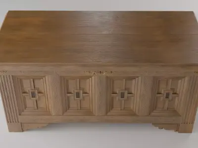 oak low cabinet 3D model