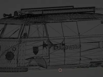 Brandweer Volkswagen T1 1967 Low-poly 3D model
