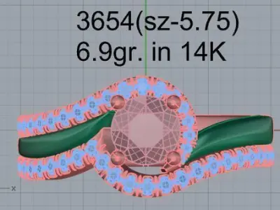Round Cut Diamond Ring 3654 3D print model
