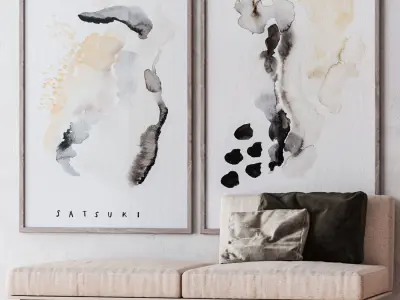 Set of large wall paintings 474 3D model
