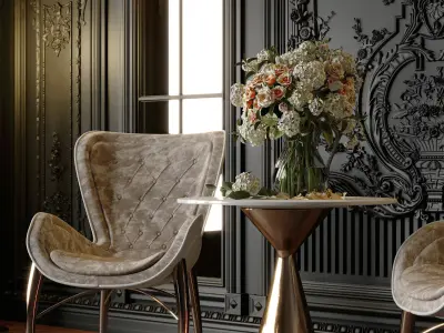 Classic Dining Room Design - Black design 3D model