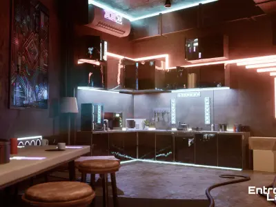 Cyberpunk Apartment  Low-poly 3D model