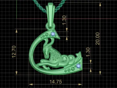 Capricorn Crest Golden Sea-Goat Pendant 3D print model