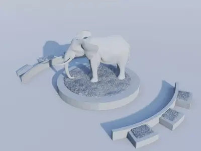 Elephant sculpture Landscape Centerpiece Low-poly 3D model