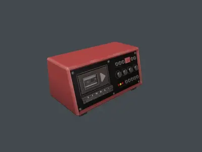Red Police Tape Recorder Low-poly 3D model